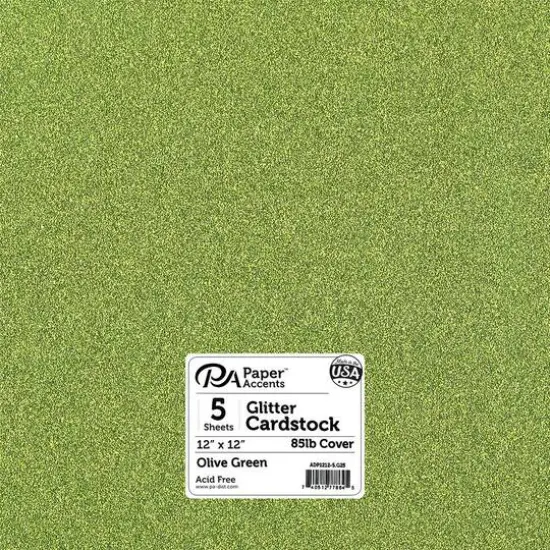 PA Paper&trade; Accents 12" x 12" Glitter Cardstock, 5 Sheets Olive Green {1}