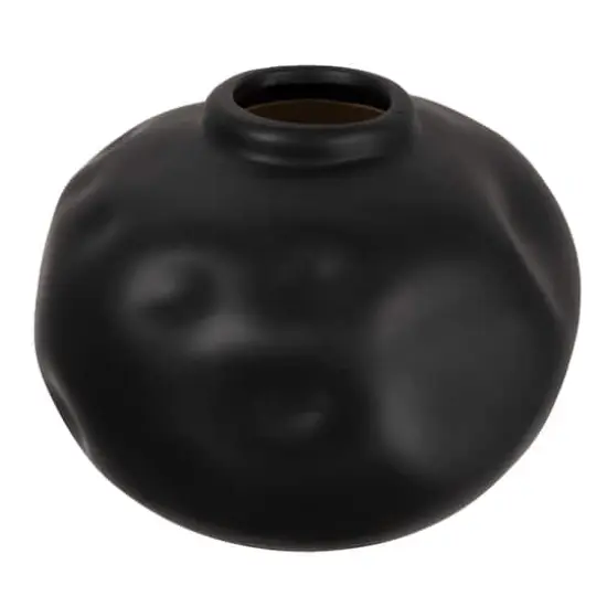 Hello Honey&reg; 5.5" Matte Black Pinched Organic Shape Terracotta Vase {1}