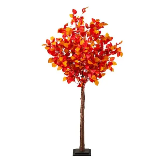 5ft. Pre-Lit Autumn Artificial Fall Tree with 200 Warm White LED Lights {1}