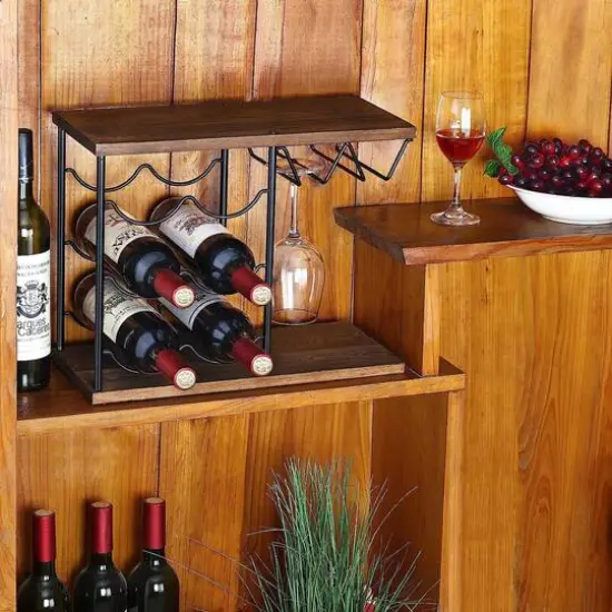 Brown Countertop Freestanding Wine Rack  {3}