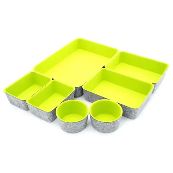 Welaxy 7 Piece Felt Round Cups & Trays Drawer Organizer Set Green {5}