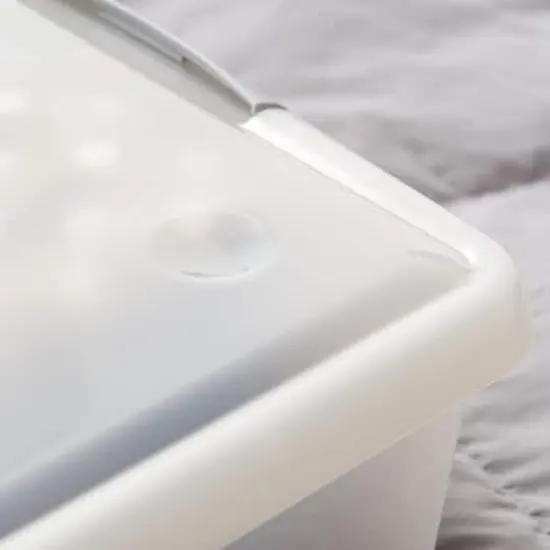 IRIS&reg; 40qt. Clear Store & Slide Box with Lid & Gunsmoke Gray Latches {5}