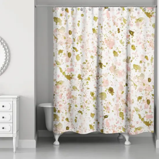 Speckled Shower Curtain Pink and Gold {3}