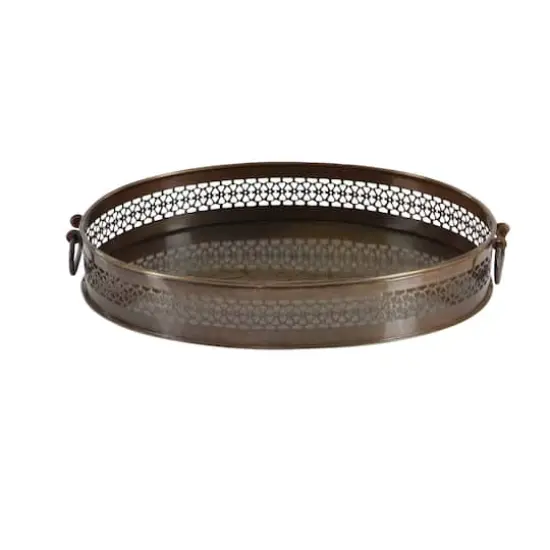 Brown Metal Traditional Tray Set {4}