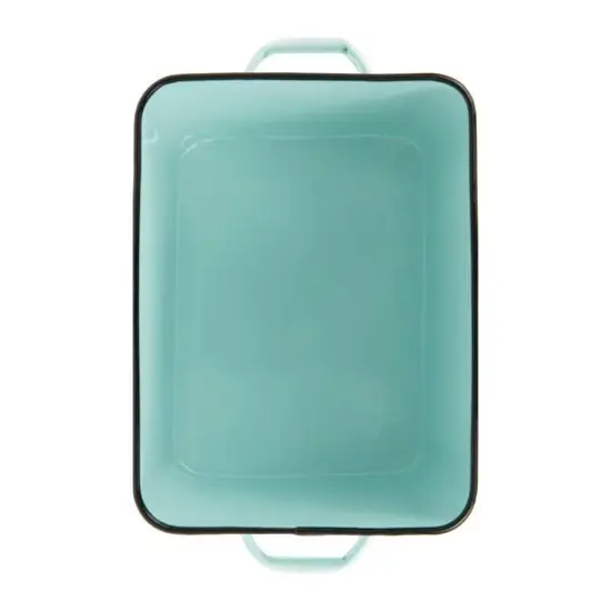 Hello Honey&reg; Enameled Metal Distressed "BREAD" Box with Lid Light Blue {7}
