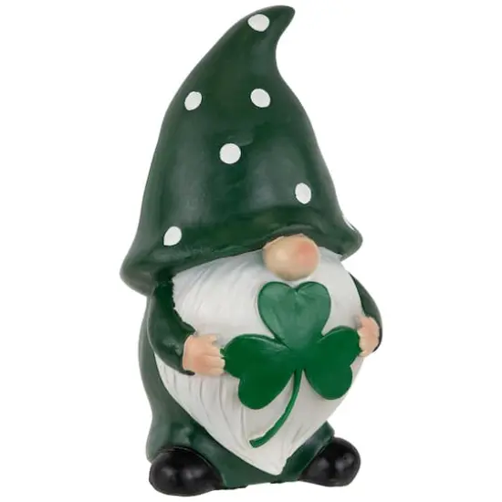 7.75" Shamrock Gnome St. Patrick's Day Outdoor Garden Statue {5}