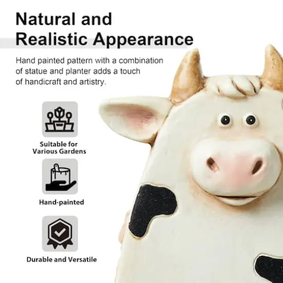 Glitzhome&reg; 13" Cute Cow Statue Planter {4}