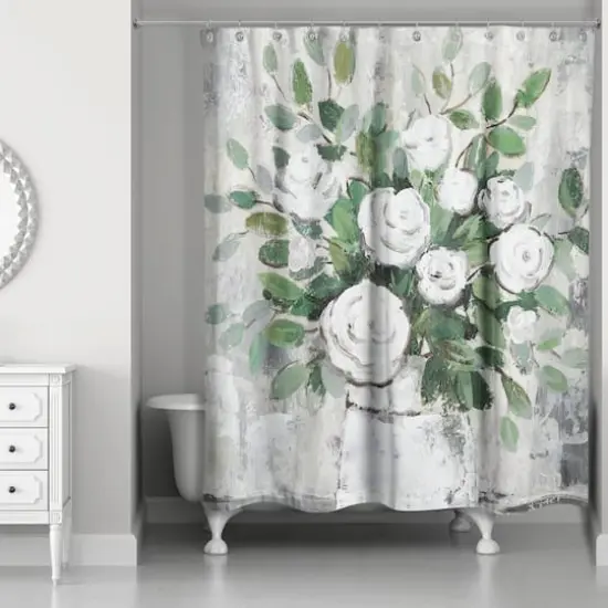 White Roses 71" x 74" Shower Curtain {3}