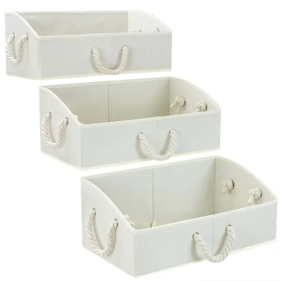 Sorbus 20" Trapezoid Storage Box with Cotton Rope, 3ct. Beige {1}