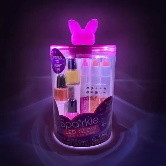 Bright Stripes Sparkle LED Glow Spa Pink Butterfly Activity Jar {3}