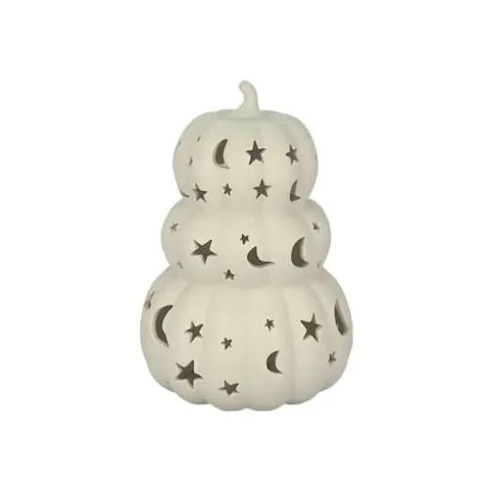 8" DIY Ceramic LED Star & Moon Pumpkin Stack D&eacute;cor by Make Market&reg; {1}