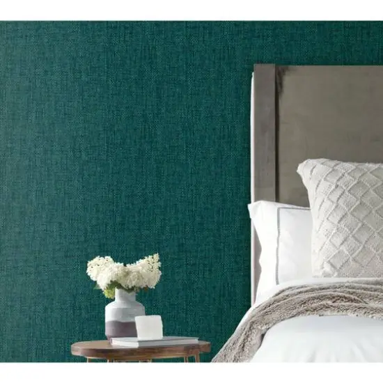 RoomMates Faux Grasscloth Weave Peel & Stick Wallpaper Green Teal {6}