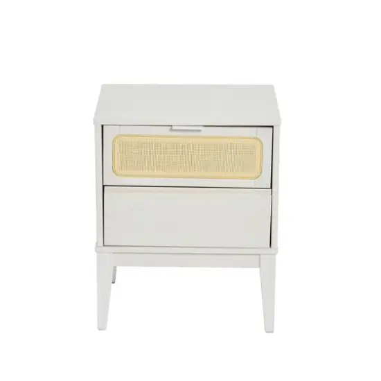 Hello Honey&reg; Crawford 24" Solid Wood Nightstand with Storage Drawers and Cane Detail White {5}