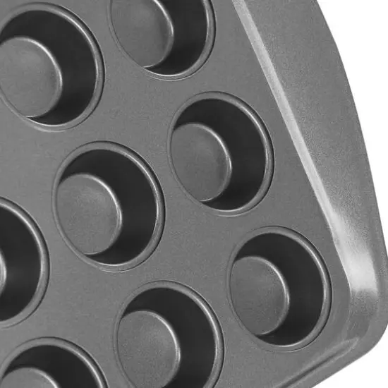 Gibson Baker's Friend Gray 24 Cup Nonstick Steel Mini Muffin Pan {6}