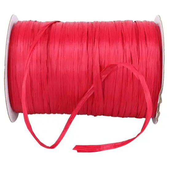 JAM Paper 1/4" Matte Raffia Ribbon, 100yd. Imperial Red {1}