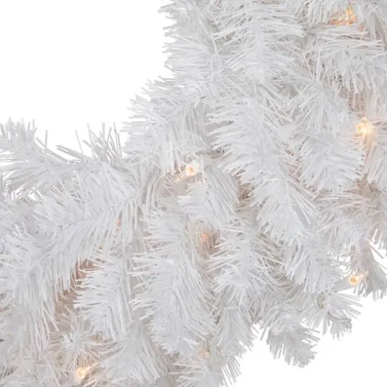 24" Pre-Lit White Artificial Christmas Pine Wreath {5}