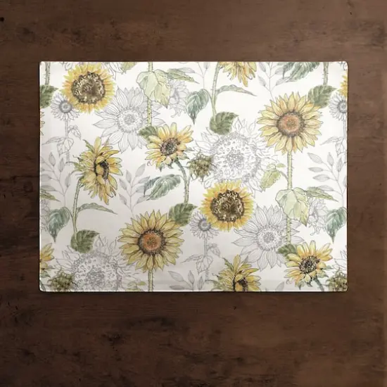 Sunflower Pattern Cotton Twill Placemat White {3}