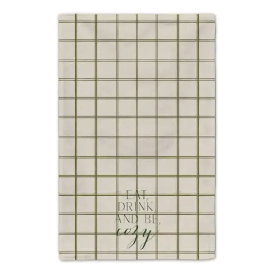 Be Cozy Green and Cream Check Tea Towel - Set of 2 {5}