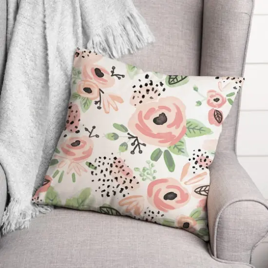 Blush Flowers Throw Pillow {3}