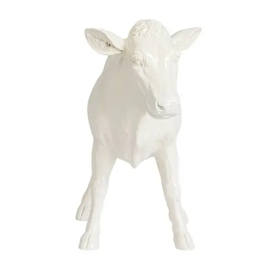 Hello Honey&reg; 12" White Rustic Farmhouse Cow Taper Candle Holder {5}