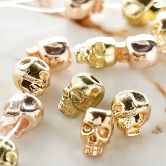 Gold & Rose Gold Metal Skull Beads, 12mm by Bead Landing&trade; {3}
