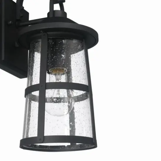 Hello Honey&reg; Nantucket Matte Black Coastal Metal & Glass Wall Mounted Outdoor Lantern Light {7}