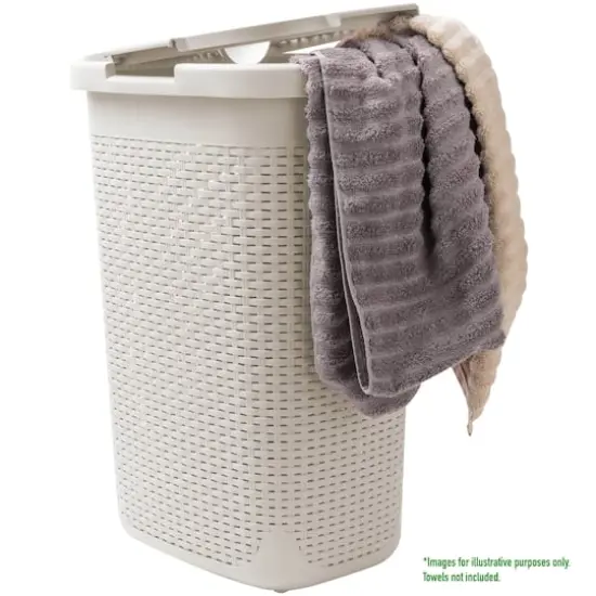 Mind Reader 60L Hamper Laundry Basket with Cutout Handles Ivory {5}