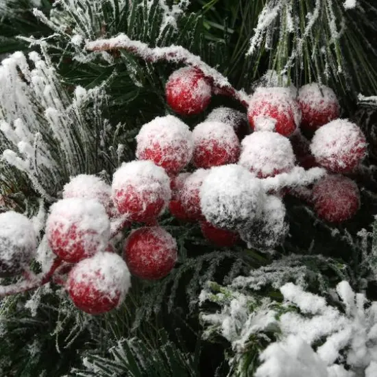 18" Snowy Bedford Urn Filler with Battery Operated LED Lights {6}