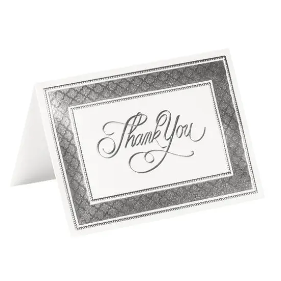 JAM Paper Thank You Card Set with Silver Border, 25ct. Dark Red/Silver/White {5}