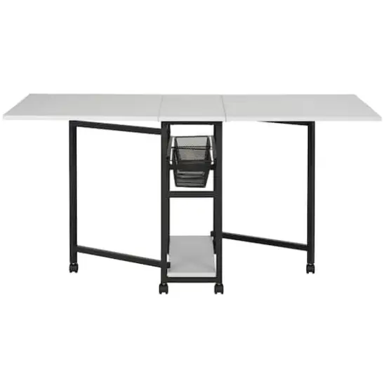 Sew Ready Mobile Craft Table with Folding Top & Storage {4}