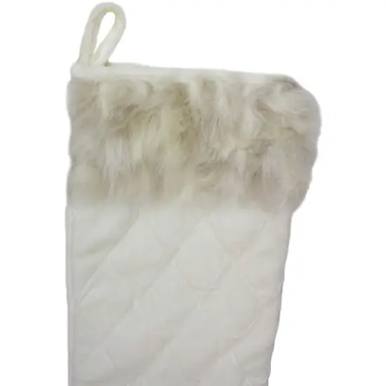20.5" Quilted Velvet Cream Christmas Stocking {5}