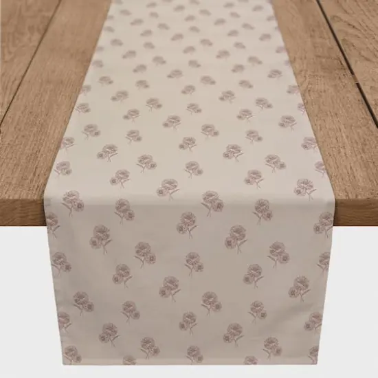 90" Delicate Floral Cotton Twill Runner Blush {1}