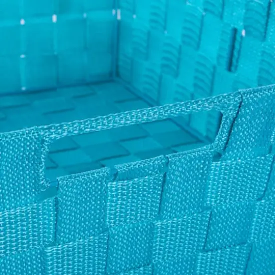 Teal Nylon Trapezoid Basket Weave Bin Set {4}