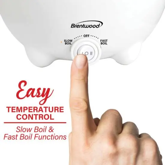 Brentwood 1.6qt. 600 Watt Stainless Steel Electric Hot Pot Cooker & Food Steamer With Swivel Base {4}