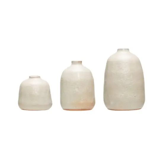 Hello Honey® Light Gray Terracotta Vases with Pitted Sand Finishes Set {1}