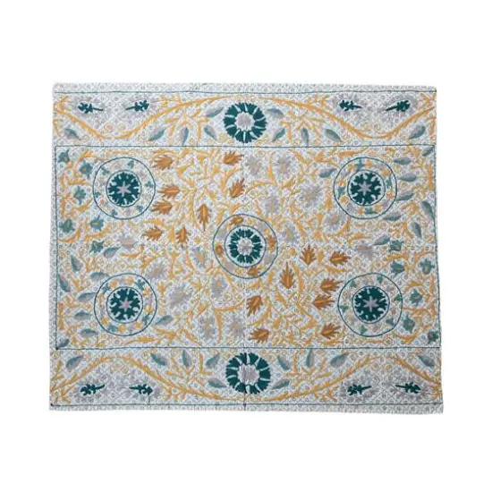 Hello Honey® Blue Multicolor Floral Stonewashed Printed Hand Embroidered Cotton Voile Throw {1}