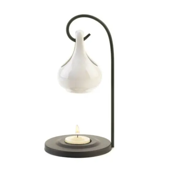 7.5" White Porcelain Tear Drop Tea Candle Oil Warmer {1}