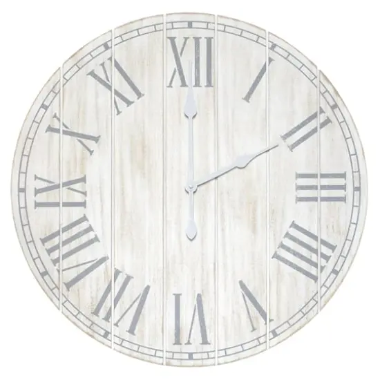 Elegant Designs 23" Wood Plank Coastal Wall Clock White Wash {1}