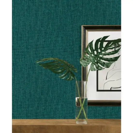 RoomMates Faux Grasscloth Weave Peel & Stick Wallpaper Green Teal {7}