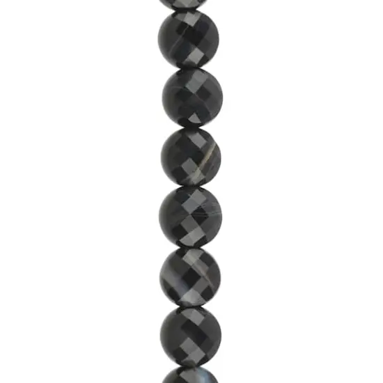 Black Faceted Agate Round Coin Beads by Bead Landing&trade; {1}