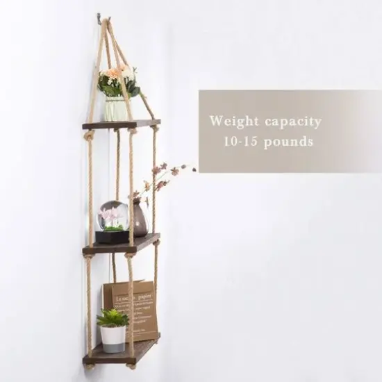 NEX&trade; Liantral 3-Tier Wood & Rope Hanging Shelves {5}