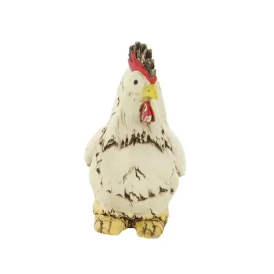 12" White Stone Rooster Garden Sculpture {4}