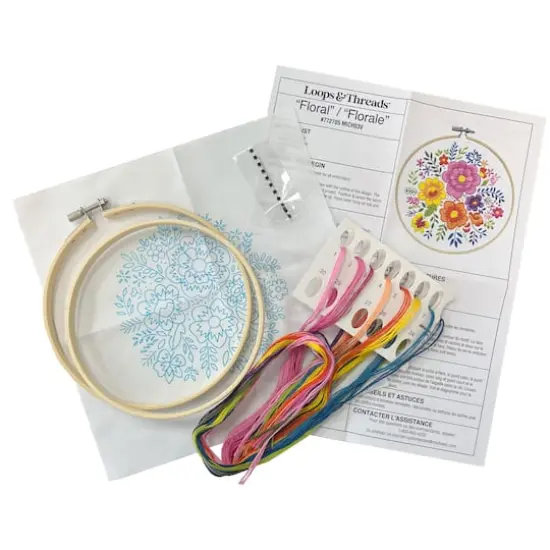 6" Floral Stamped Design Embroidery Kit with Hoop by Loops & Threads&reg; {4}