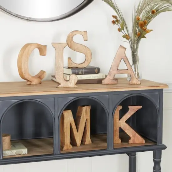 8" Brown Mango Wood Letter Set, 6ct. {3}