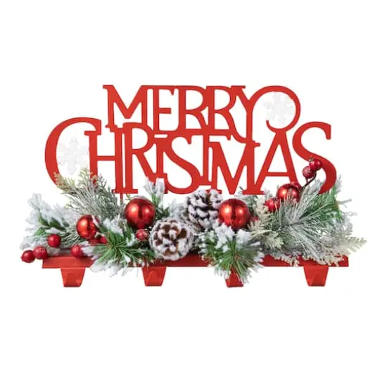 Glitzhome&reg; 14.5" Merry Christmas Metal Stocking Holder {1}