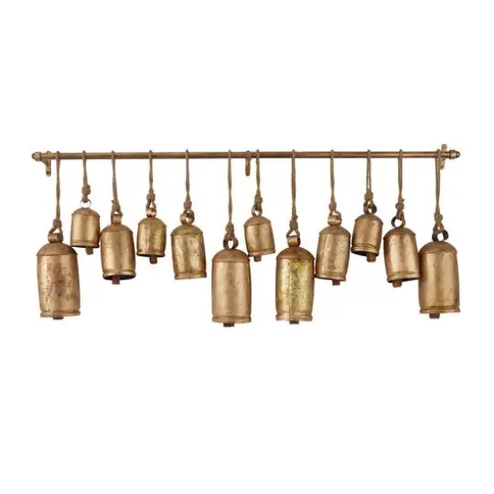 48" Metal Bohemian Decorative Cow Bells Bronze {1}