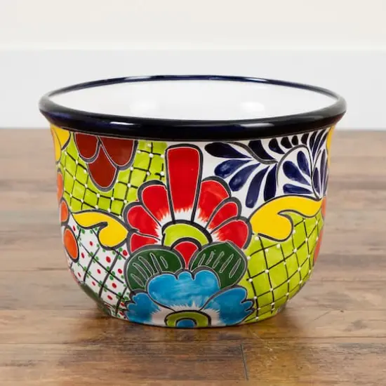 12.5" Handmade Mexican Talavera Ceramic Planter {5}