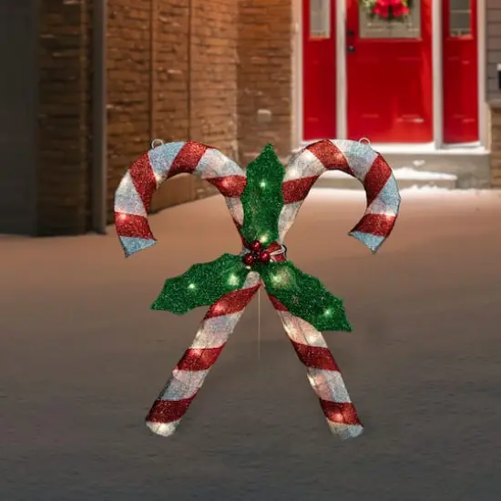 26" Red & White Lighted Double Candy Cane Outdoor Christmas D&eacute;cor {6}