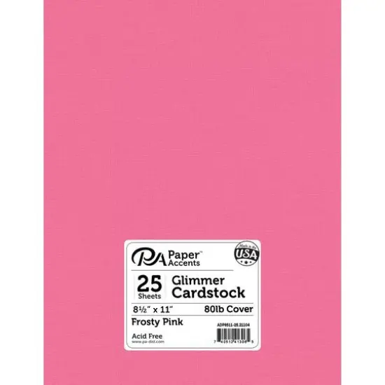 PA Paper&trade; Accents Glimmer 8.5" x 11" Cardstock, 25 Sheets Frosty Pink {1}