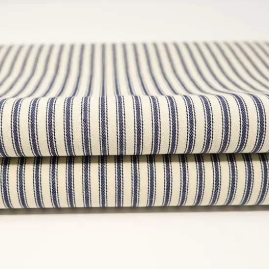 Roc-Lon Woven Stripe Ticking Navy Fabric {4}